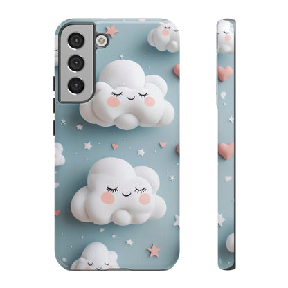 Cute Kawaii Sleeping Cloud Phone Case - Tough Dual-Layer Cover for iPhone 17, Samsung Galaxy & Google Pixel