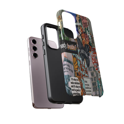Retro Collage Aesthetic Phone Case - Positive Quote Butterfly Tough Cover for iPhone 17, Samsung Galaxy & Google Pixel