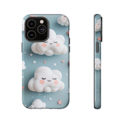 Cute Kawaii Sleeping Cloud Phone Case - Tough Dual-Layer Cover for iPhone 17, Samsung Galaxy & Google Pixel
