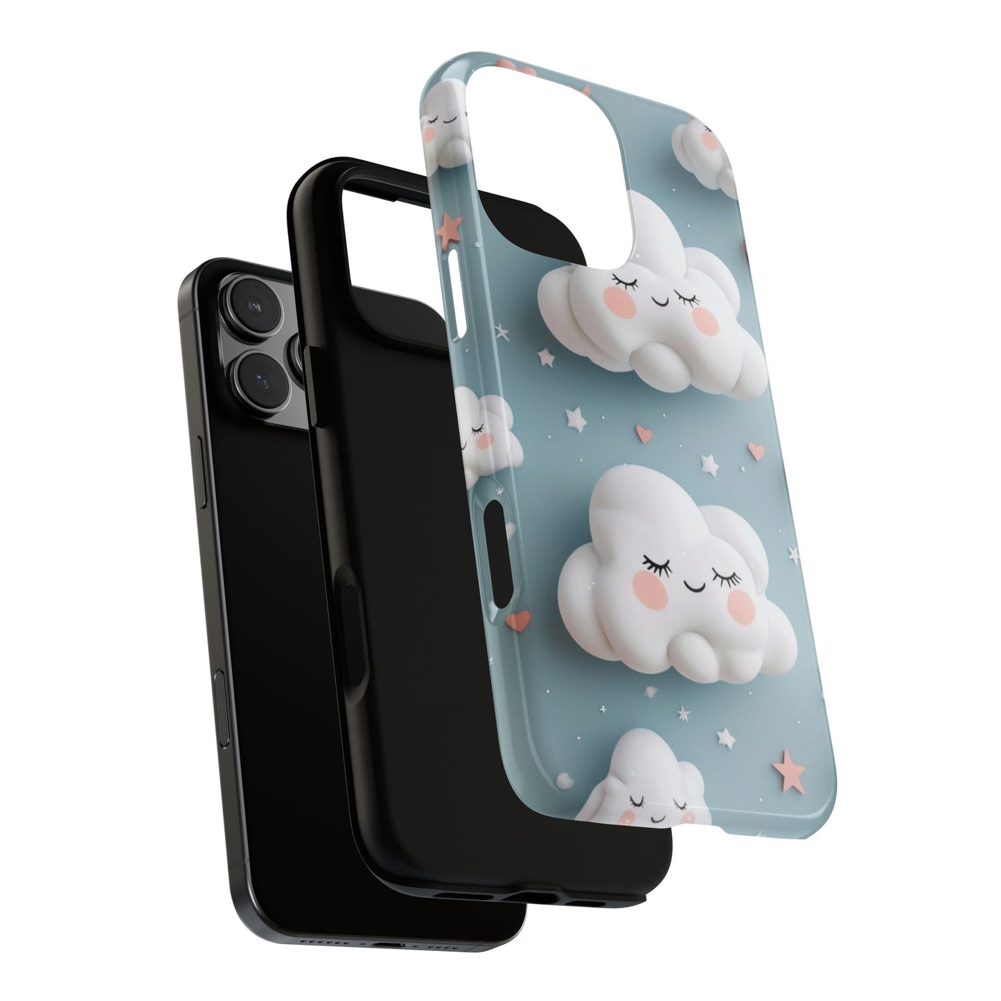 Cute Kawaii Sleeping Cloud Phone Case - Tough Dual-Layer Cover for iPhone 17, Samsung Galaxy & Google Pixel