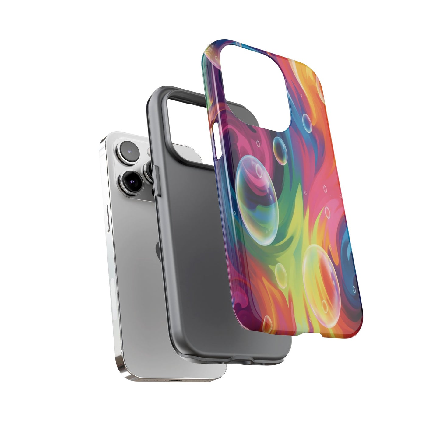 Vibrant Abstract Swirl Phone Case - Colorful Bubble Art Tough Cover for iPhone 17, Samsung Galaxy & Google Pixel