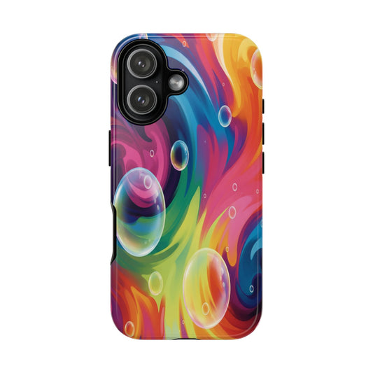 Vibrant Abstract Swirl Phone Case - Colorful Bubble Art Tough Cover for iPhone 17, Samsung Galaxy & Google Pixel