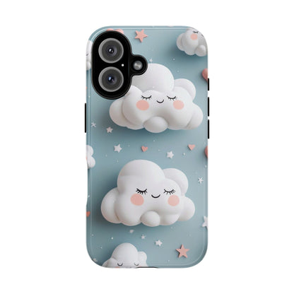 Cute Kawaii Sleeping Cloud Phone Case - Tough Dual-Layer Cover for iPhone 17, Samsung Galaxy & Google Pixel
