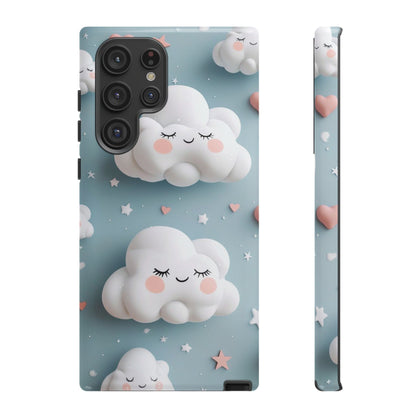 Cute Kawaii Sleeping Cloud Phone Case - Tough Dual-Layer Cover for iPhone 17, Samsung Galaxy & Google Pixel