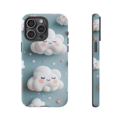Cute Kawaii Sleeping Cloud Phone Case - Tough Dual-Layer Cover for iPhone 17, Samsung Galaxy & Google Pixel