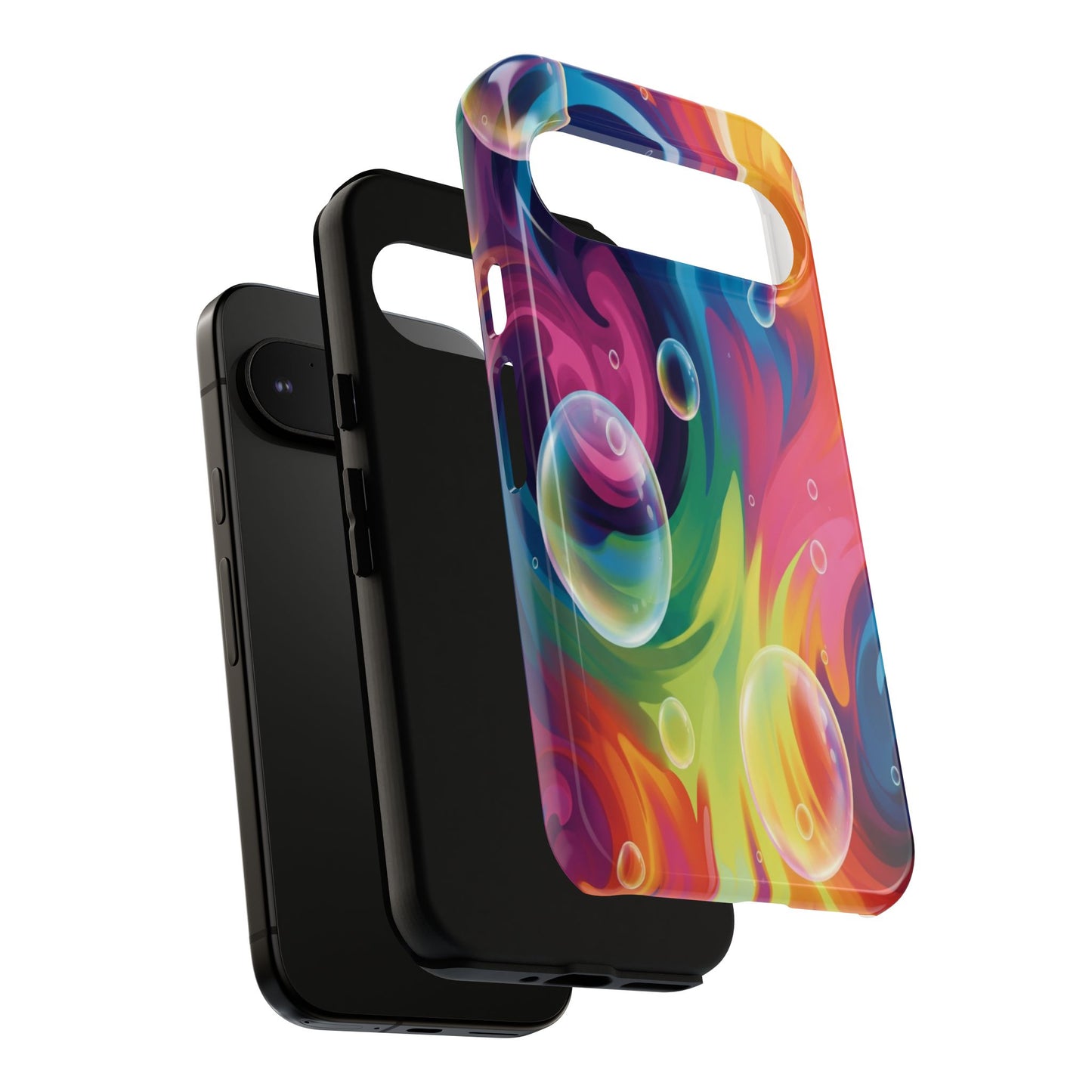 Vibrant Abstract Swirl Phone Case - Colorful Bubble Art Tough Cover for iPhone 17, Samsung Galaxy & Google Pixel