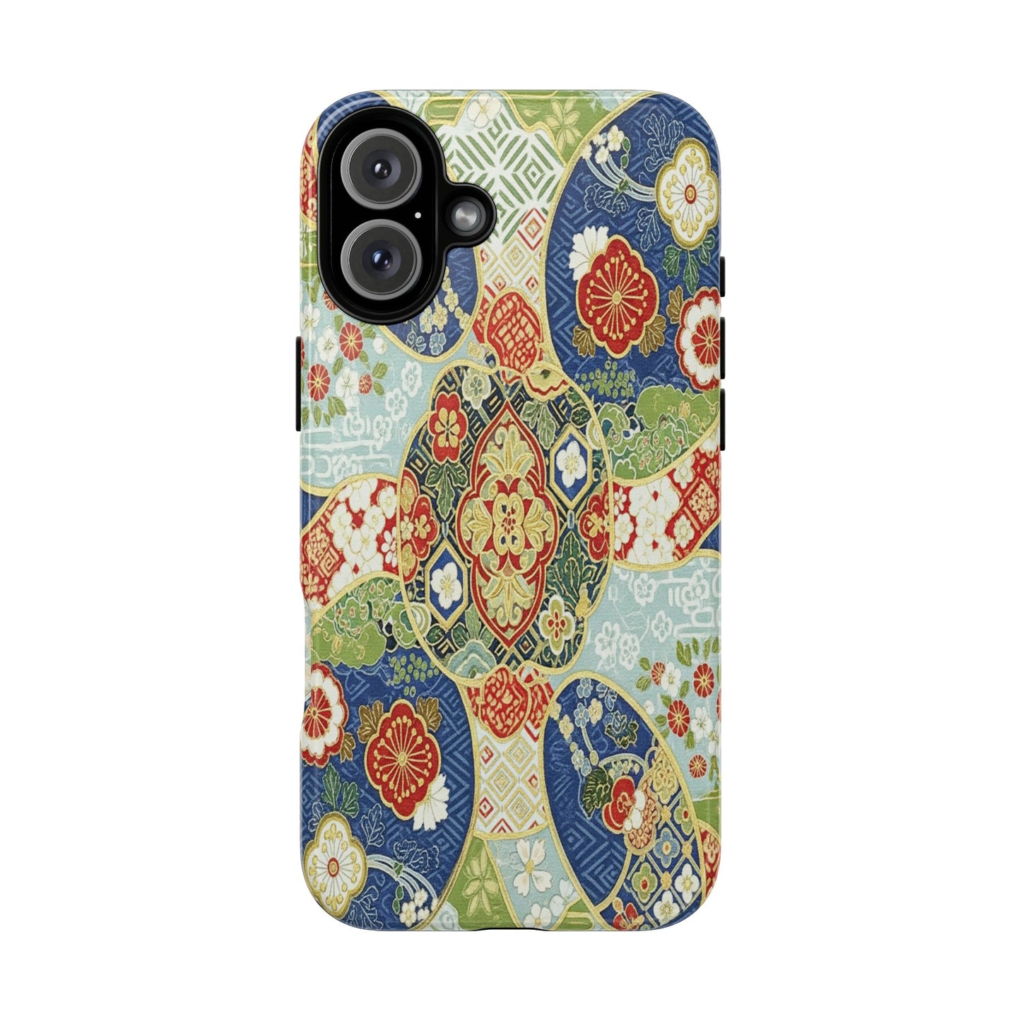Vintage Japanese Kimono Floral Phone Case - Traditional Woven Pattern Tough Cover for iPhone 17, Samsung Galaxy & Google Pixel