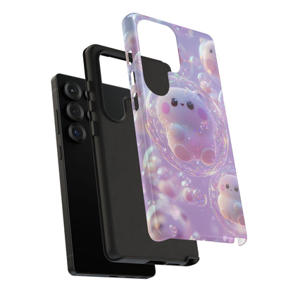 Cute Kawaii Bubble Pet Phone Case - Tough Dual-Layer Cover in Pastel Purple for iPhone 17, Samsung Galaxy & Google Pixel