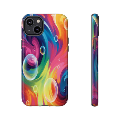 Vibrant Abstract Swirl Phone Case - Colorful Bubble Art Tough Cover for iPhone 17, Samsung Galaxy & Google Pixel