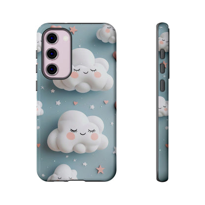Cute Kawaii Sleeping Cloud Phone Case - Tough Dual-Layer Cover for iPhone 17, Samsung Galaxy & Google Pixel