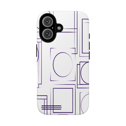 Modern Geometric Line Art Phone Case - Abstract Purple & White Tough Cover for iPhone 17, Samsung Galaxy & Google Pixel