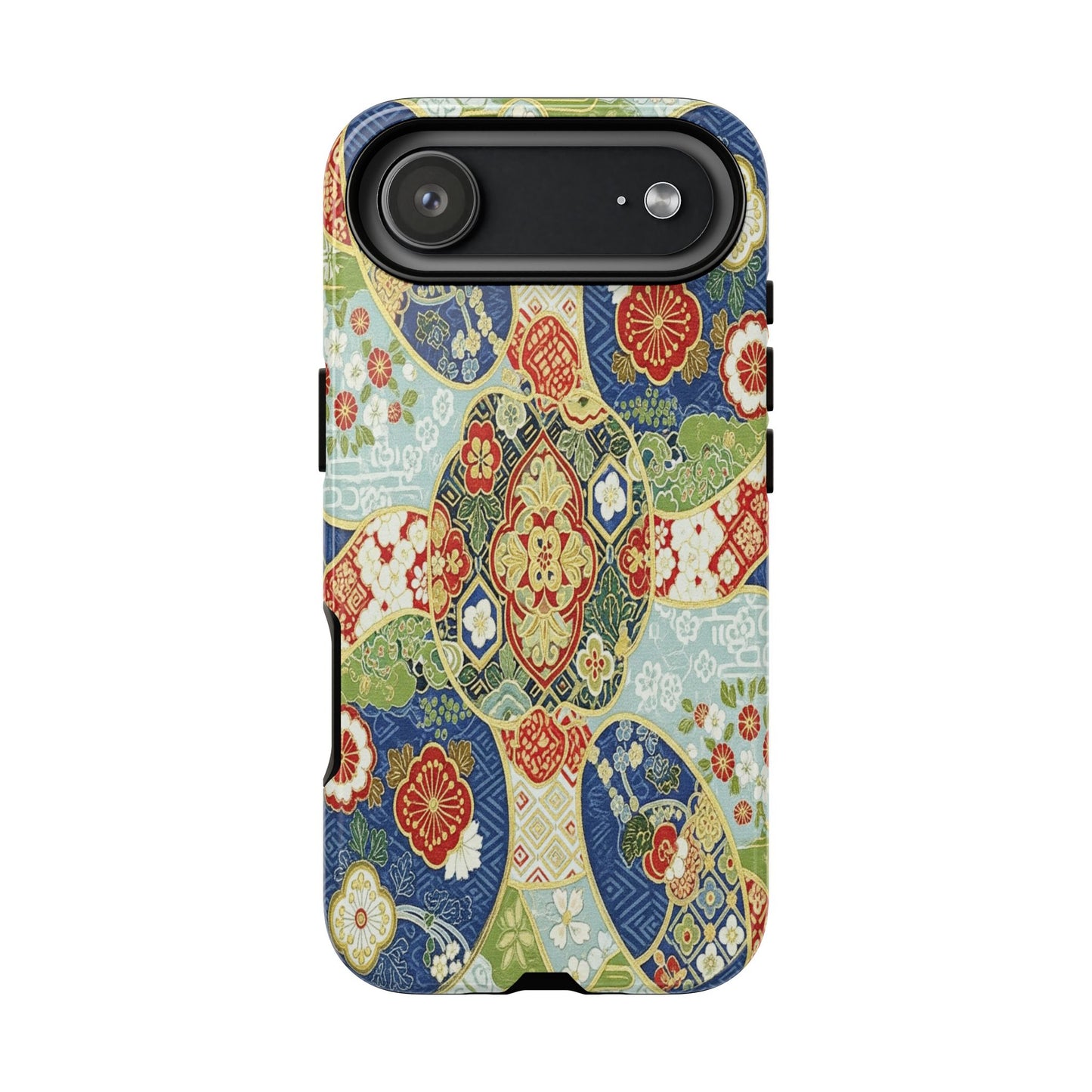 Vintage Japanese Kimono Floral Phone Case - Traditional Woven Pattern Tough Cover for iPhone 17, Samsung Galaxy & Google Pixel