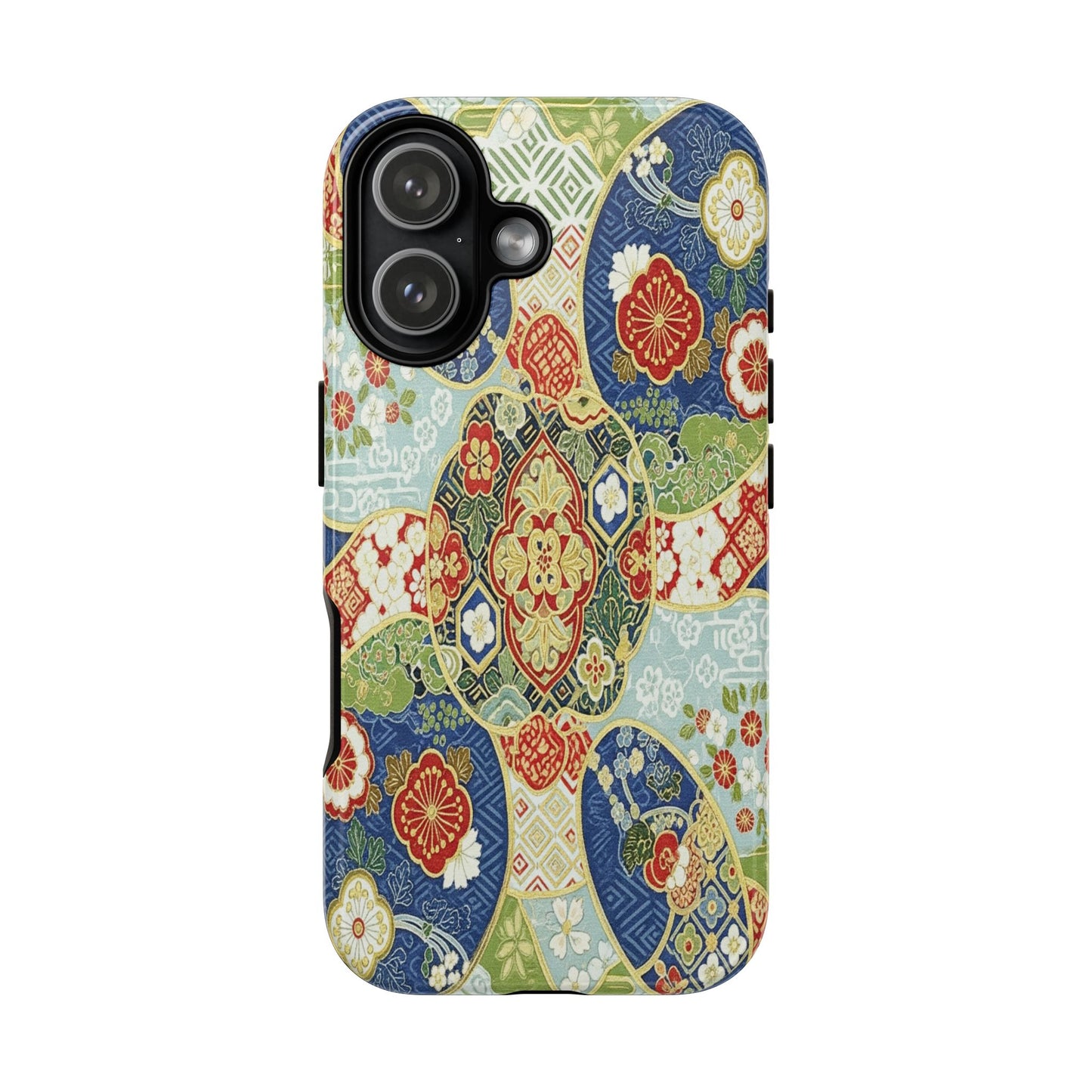 Vintage Japanese Kimono Floral Phone Case - Traditional Woven Pattern Tough Cover for iPhone 17, Samsung Galaxy & Google Pixel