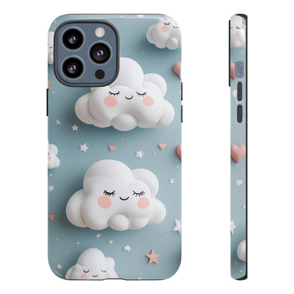 Cute Kawaii Sleeping Cloud Phone Case - Tough Dual-Layer Cover for iPhone 17, Samsung Galaxy & Google Pixel
