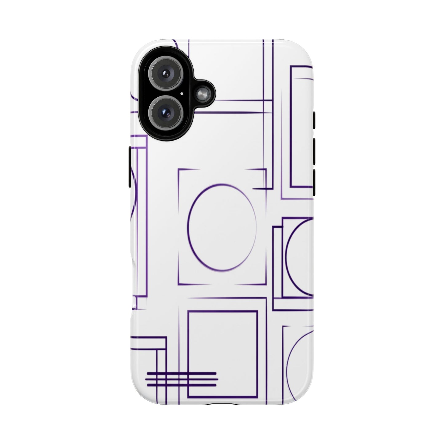 Modern Geometric Line Art Phone Case - Abstract Purple & White Tough Cover for iPhone 17, Samsung Galaxy & Google Pixel