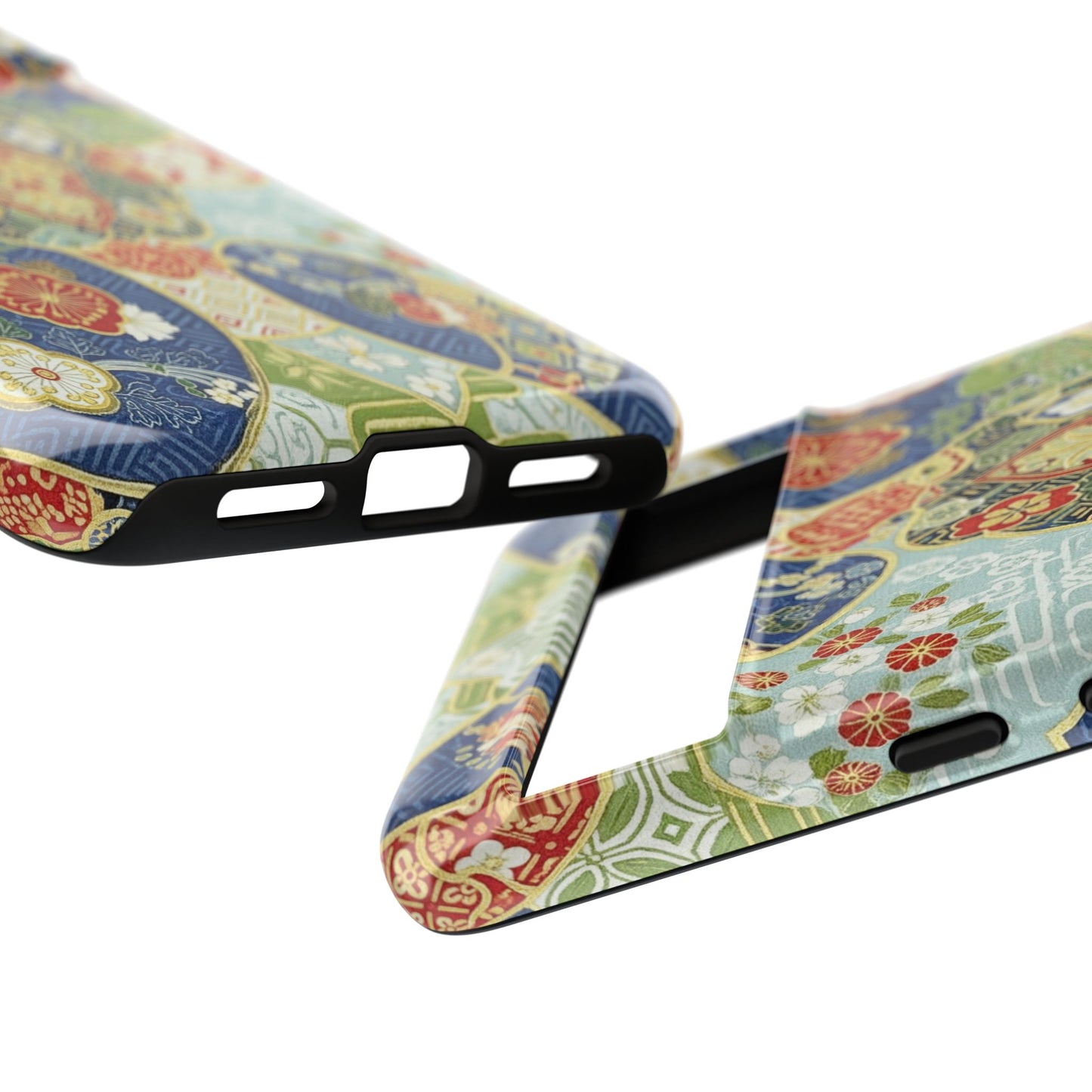 Vintage Japanese Kimono Floral Phone Case - Traditional Woven Pattern Tough Cover for iPhone 17, Samsung Galaxy & Google Pixel