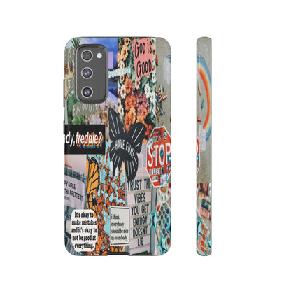 Retro Collage Aesthetic Phone Case - Positive Quote Butterfly Tough Cover for iPhone 17, Samsung Galaxy & Google Pixel