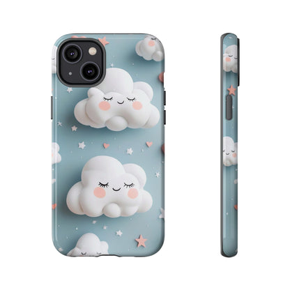 Cute Kawaii Sleeping Cloud Phone Case - Tough Dual-Layer Cover for iPhone 17, Samsung Galaxy & Google Pixel