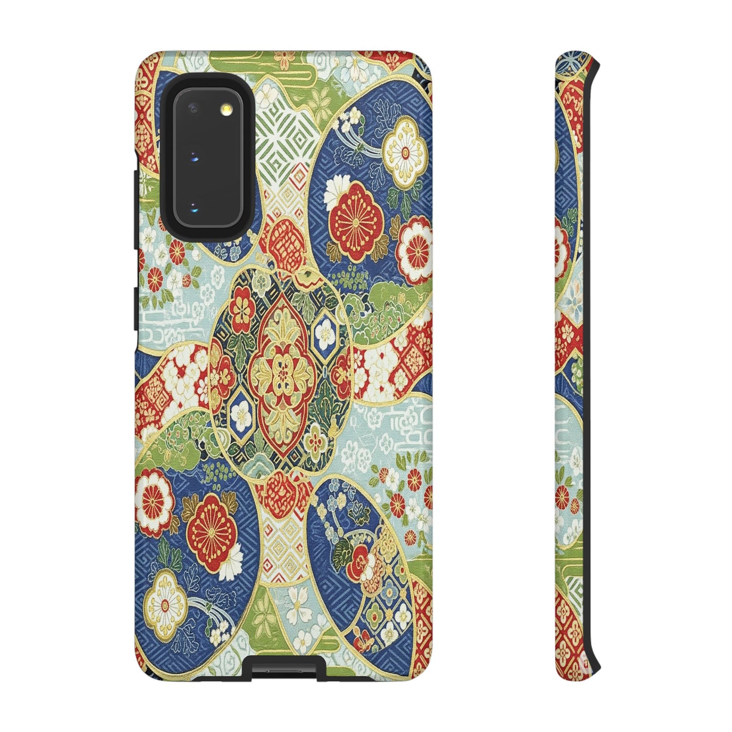 Vintage Japanese Kimono Floral Phone Case - Traditional Woven Pattern Tough Cover for iPhone 17, Samsung Galaxy & Google Pixel