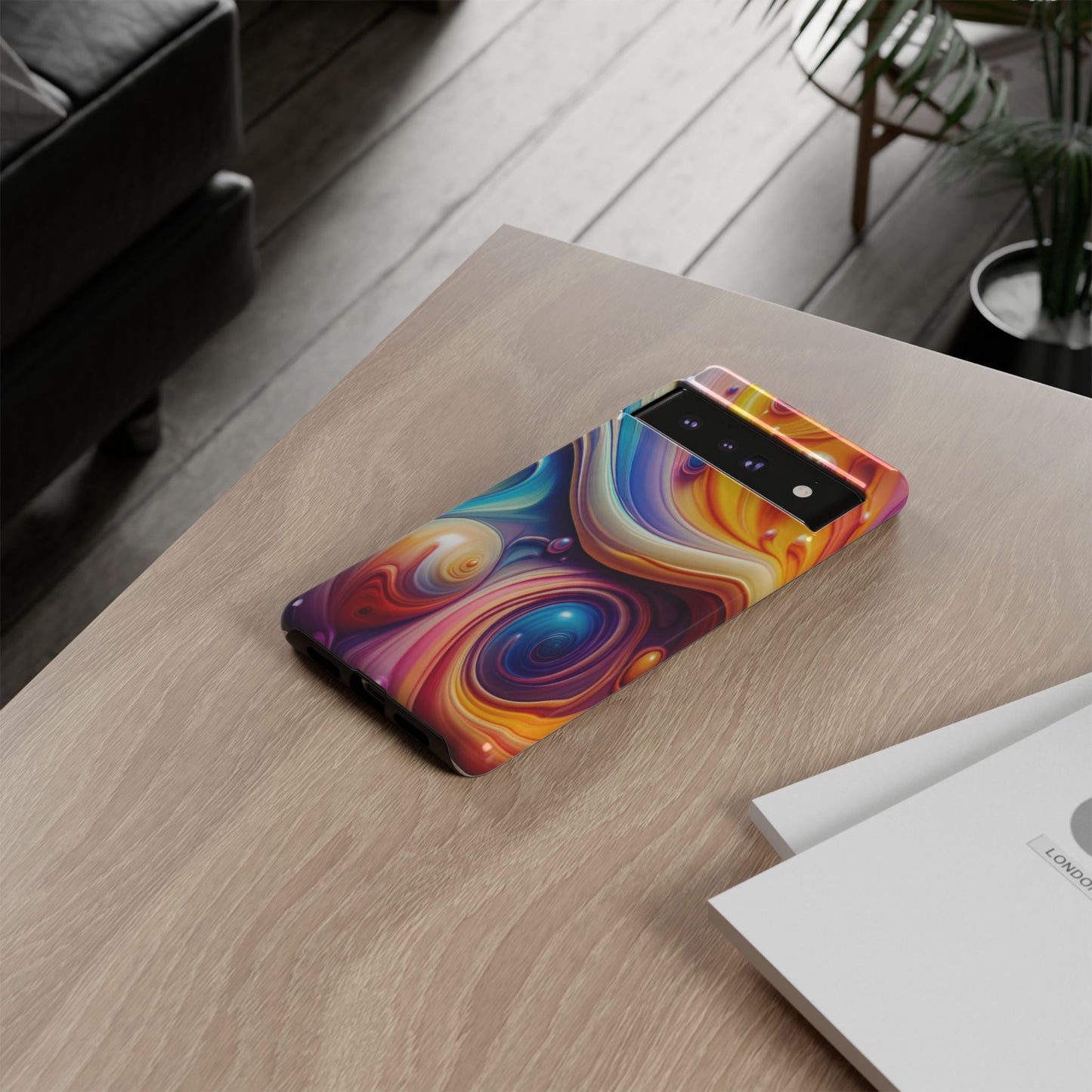 Copy of Modern Geometric Line Art Phone Case - Abstract Purple & White Tough Cover for iPhone 17, Samsung Galaxy & Google Pixel