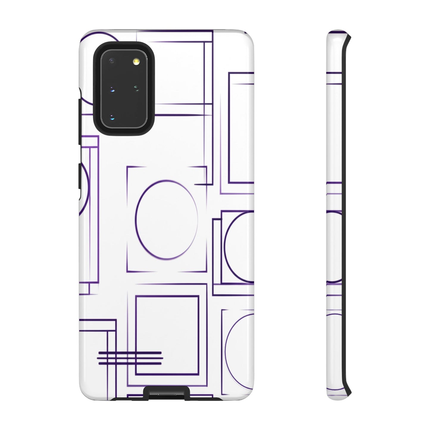 Modern Geometric Line Art Phone Case - Abstract Purple & White Tough Cover for iPhone 17, Samsung Galaxy & Google Pixel