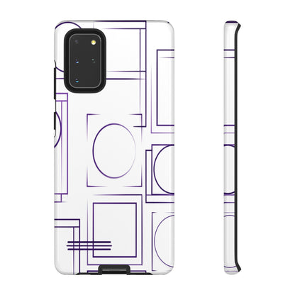Modern Geometric Line Art Phone Case - Abstract Purple & White Tough Cover for iPhone 17, Samsung Galaxy & Google Pixel