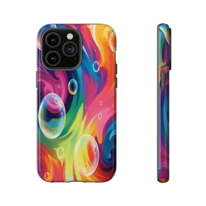 Vibrant Abstract Swirl Phone Case - Colorful Bubble Art Tough Cover for iPhone 17, Samsung Galaxy & Google Pixel
