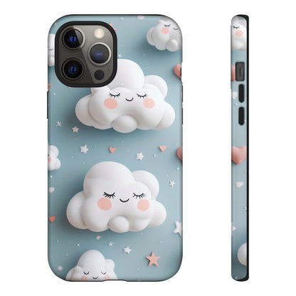 Cute Kawaii Sleeping Cloud Phone Case - Tough Dual-Layer Cover for iPhone 17, Samsung Galaxy & Google Pixel