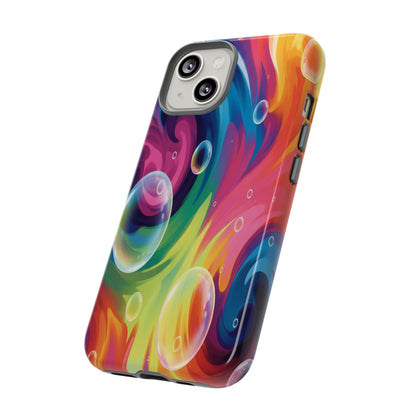 Vibrant Abstract Swirl Phone Case - Colorful Bubble Art Tough Cover for iPhone 17, Samsung Galaxy & Google Pixel