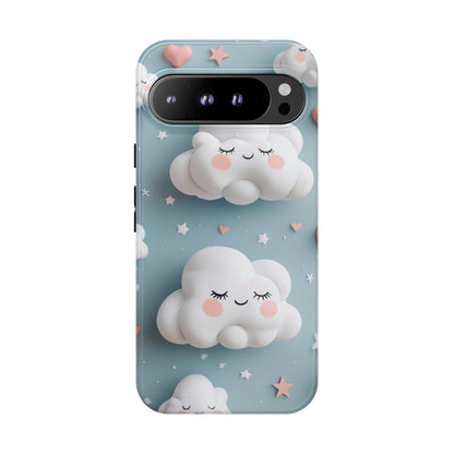 Cute Kawaii Sleeping Cloud Phone Case - Tough Dual-Layer Cover for iPhone 17, Samsung Galaxy & Google Pixel