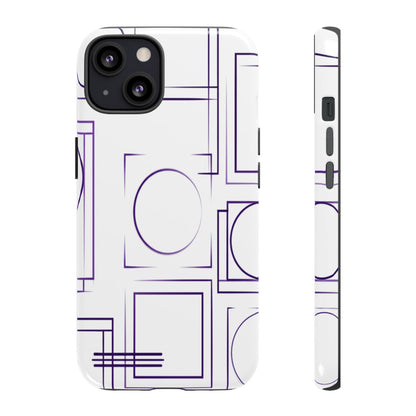Modern Geometric Line Art Phone Case - Abstract Purple & White Tough Cover for iPhone 17, Samsung Galaxy & Google Pixel