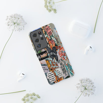 Retro Collage Aesthetic Phone Case - Positive Quote Butterfly Tough Cover for iPhone 17, Samsung Galaxy & Google Pixel