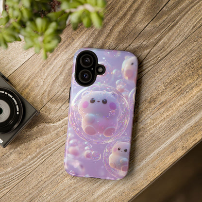 Cute Kawaii Bubble Pet Phone Case - Tough Dual-Layer Cover in Pastel Purple for iPhone 17, Samsung Galaxy & Google Pixel