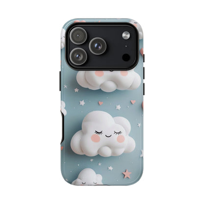 Cute Kawaii Sleeping Cloud Phone Case - Tough Dual-Layer Cover for iPhone 17, Samsung Galaxy & Google Pixel