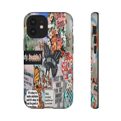 Retro Collage Aesthetic Phone Case - Positive Quote Butterfly Tough Cover for iPhone 17, Samsung Galaxy & Google Pixel