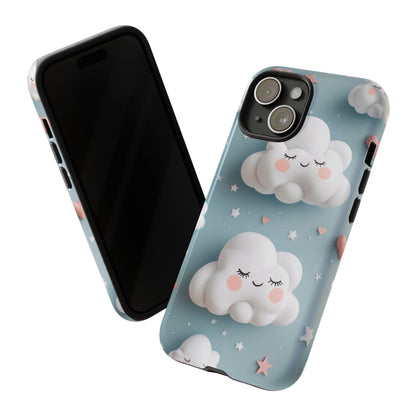 Cute Kawaii Sleeping Cloud Phone Case - Tough Dual-Layer Cover for iPhone 17, Samsung Galaxy & Google Pixel