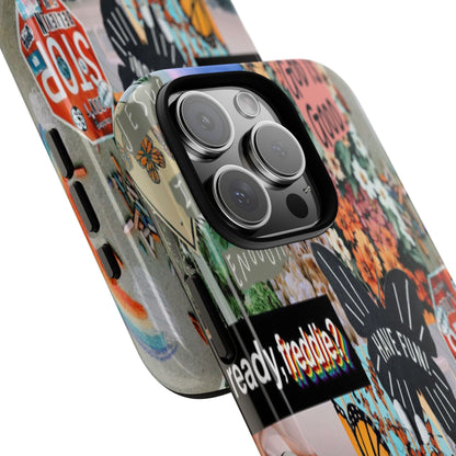 Retro Collage Aesthetic Phone Case - Positive Quote Butterfly Tough Cover for iPhone 17, Samsung Galaxy & Google Pixel