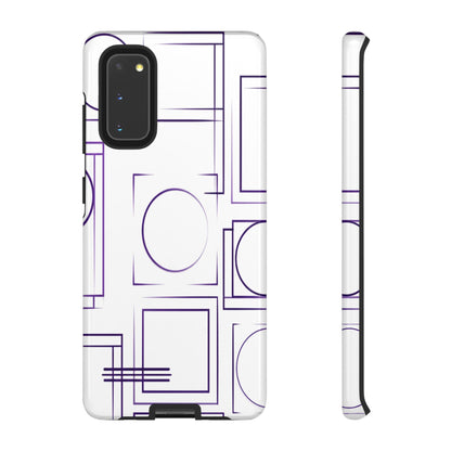 Modern Geometric Line Art Phone Case - Abstract Purple & White Tough Cover for iPhone 17, Samsung Galaxy & Google Pixel