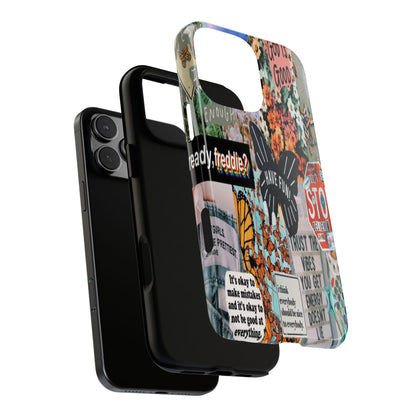 Retro Collage Aesthetic Phone Case - Positive Quote Butterfly Tough Cover for iPhone 17, Samsung Galaxy & Google Pixel