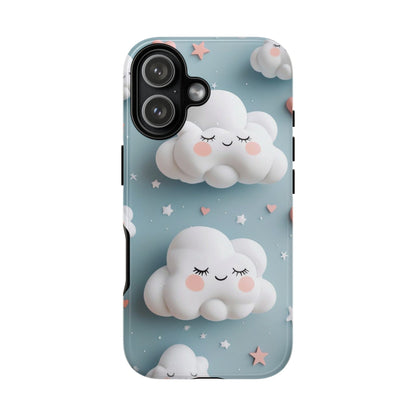 Cute Kawaii Sleeping Cloud Phone Case - Tough Dual-Layer Cover for iPhone 17, Samsung Galaxy & Google Pixel