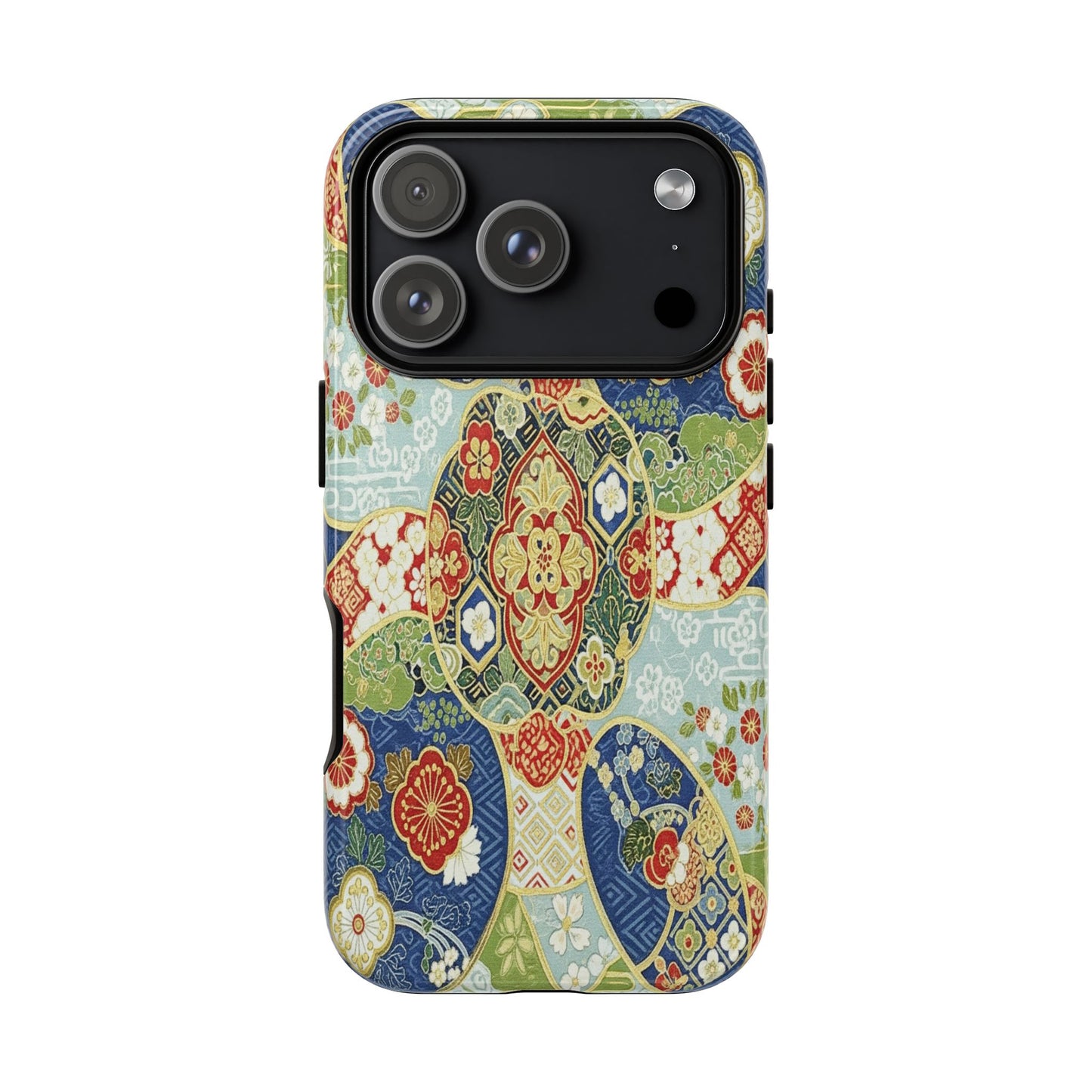 Vintage Japanese Kimono Floral Phone Case - Traditional Woven Pattern Tough Cover for iPhone 17, Samsung Galaxy & Google Pixel