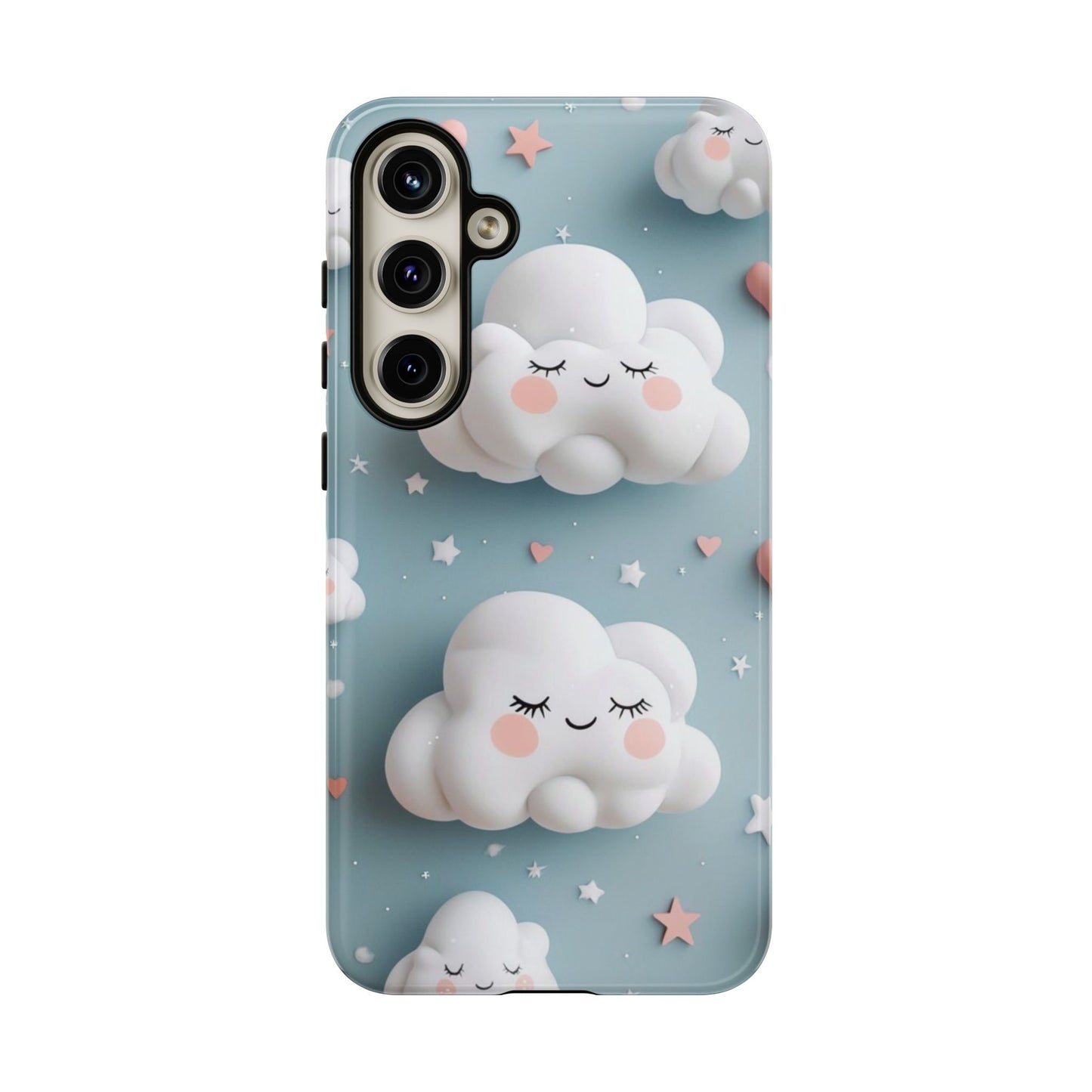 Cute Kawaii Sleeping Cloud Phone Case - Tough Dual-Layer Cover for iPhone 17, Samsung Galaxy & Google Pixel