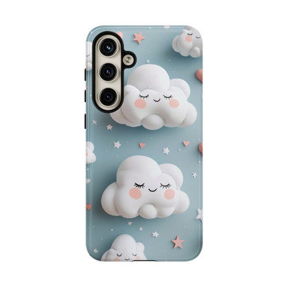 Cute Kawaii Sleeping Cloud Phone Case - Tough Dual-Layer Cover for iPhone 17, Samsung Galaxy & Google Pixel