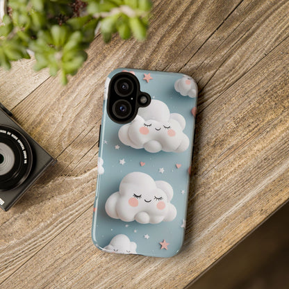 Cute Kawaii Sleeping Cloud Phone Case - Tough Dual-Layer Cover for iPhone 17, Samsung Galaxy & Google Pixel