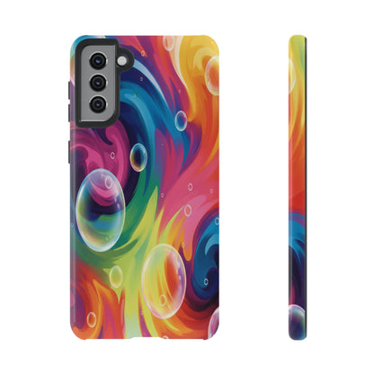 Vibrant Abstract Swirl Phone Case - Colorful Bubble Art Tough Cover for iPhone 17, Samsung Galaxy & Google Pixel