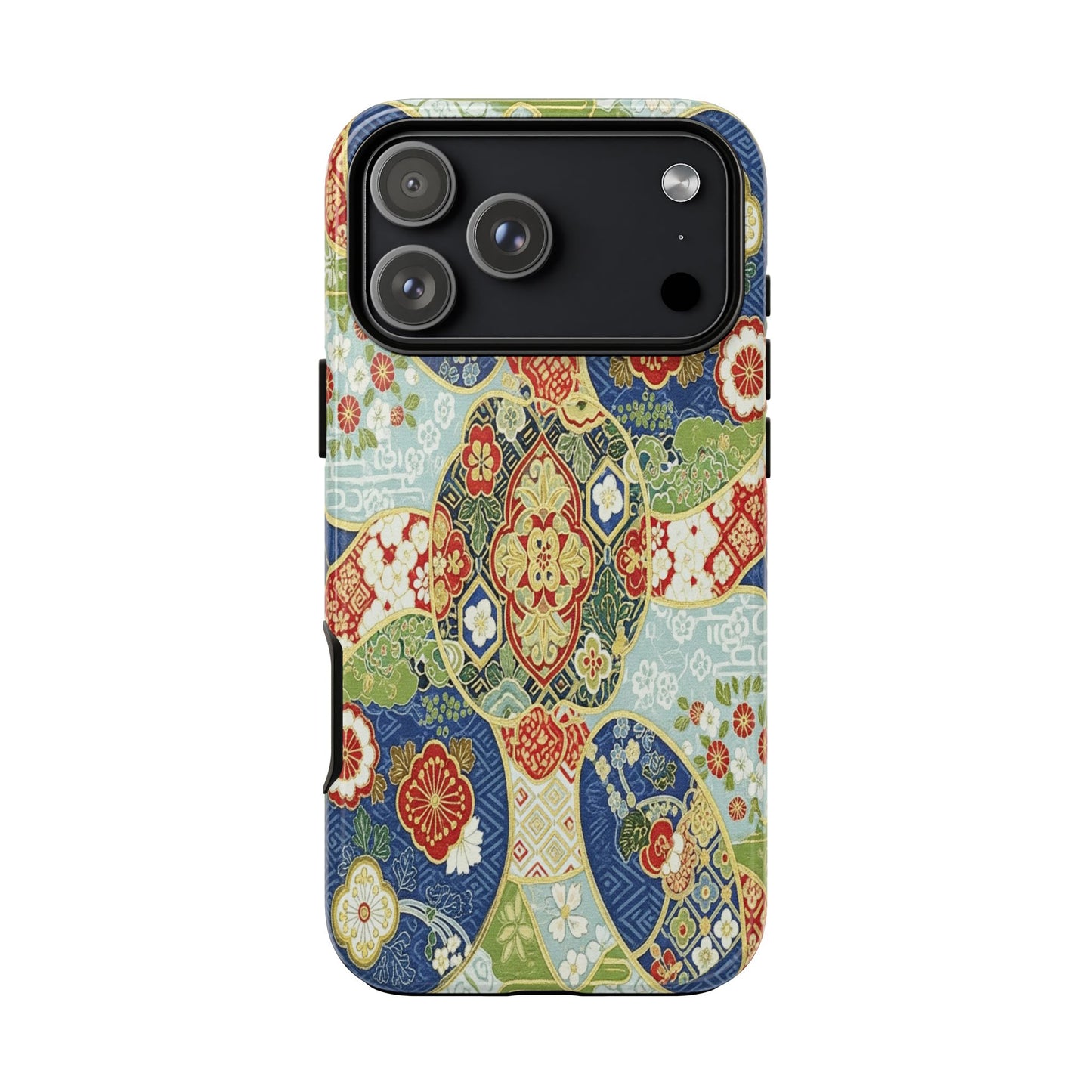 Vintage Japanese Kimono Floral Phone Case - Traditional Woven Pattern Tough Cover for iPhone 17, Samsung Galaxy & Google Pixel