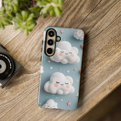 Cute Kawaii Sleeping Cloud Phone Case - Tough Dual-Layer Cover for iPhone 17, Samsung Galaxy & Google Pixel