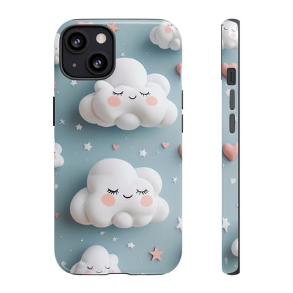 Cute Kawaii Sleeping Cloud Phone Case - Tough Dual-Layer Cover for iPhone 17, Samsung Galaxy & Google Pixel