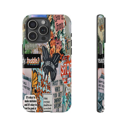 Retro Collage Aesthetic Phone Case - Positive Quote Butterfly Tough Cover for iPhone 17, Samsung Galaxy & Google Pixel