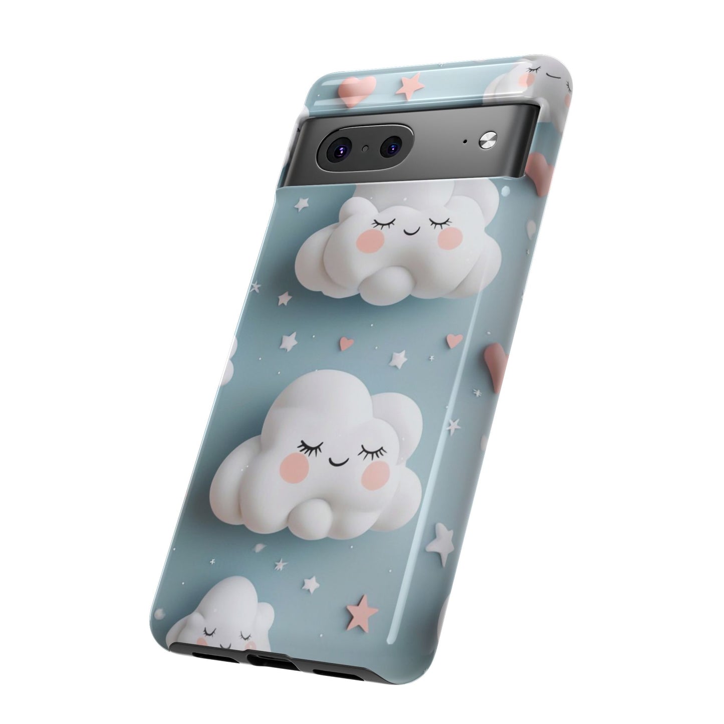 Cute Kawaii Sleeping Cloud Phone Case - Tough Dual-Layer Cover for iPhone 17, Samsung Galaxy & Google Pixel